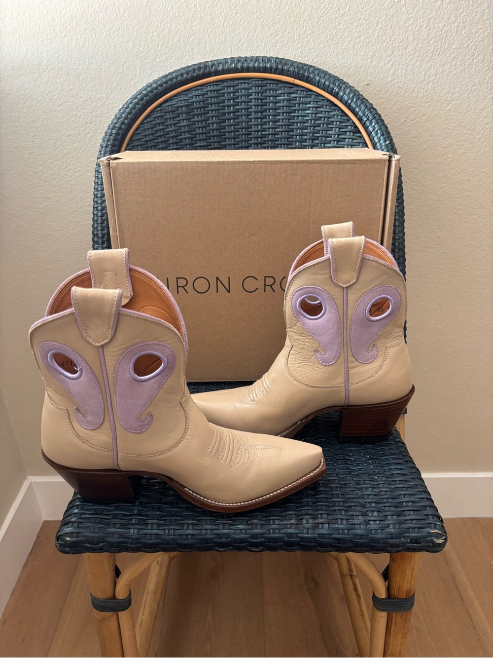 Miron Crosby Marianne Cowboy Boots with Lavender Suede